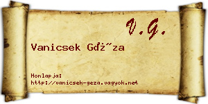Vanicsek Géza névjegykártya