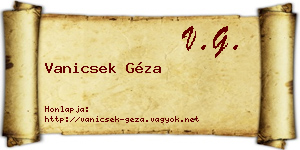 Vanicsek Géza névjegykártya