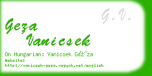 geza vanicsek business card